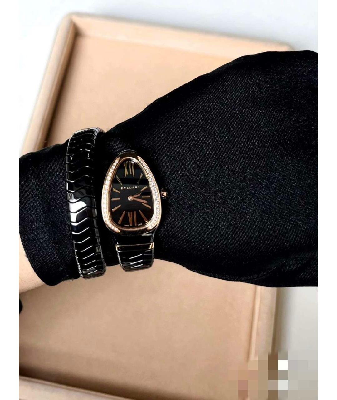 BVLGARI Черные часы из розового золота, фото 6