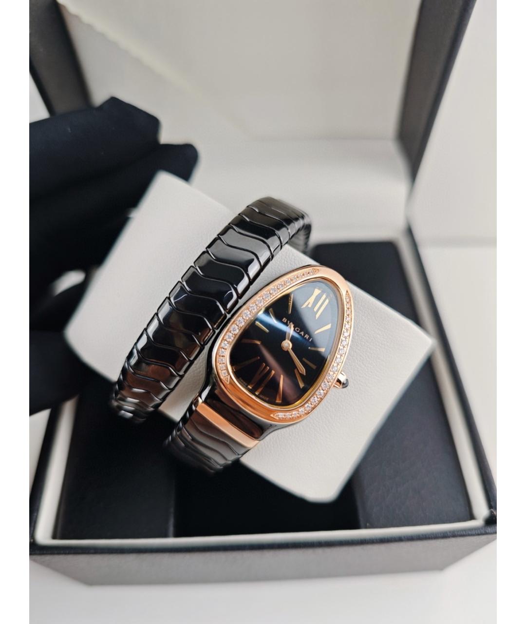 BVLGARI Черные часы из розового золота, фото 3