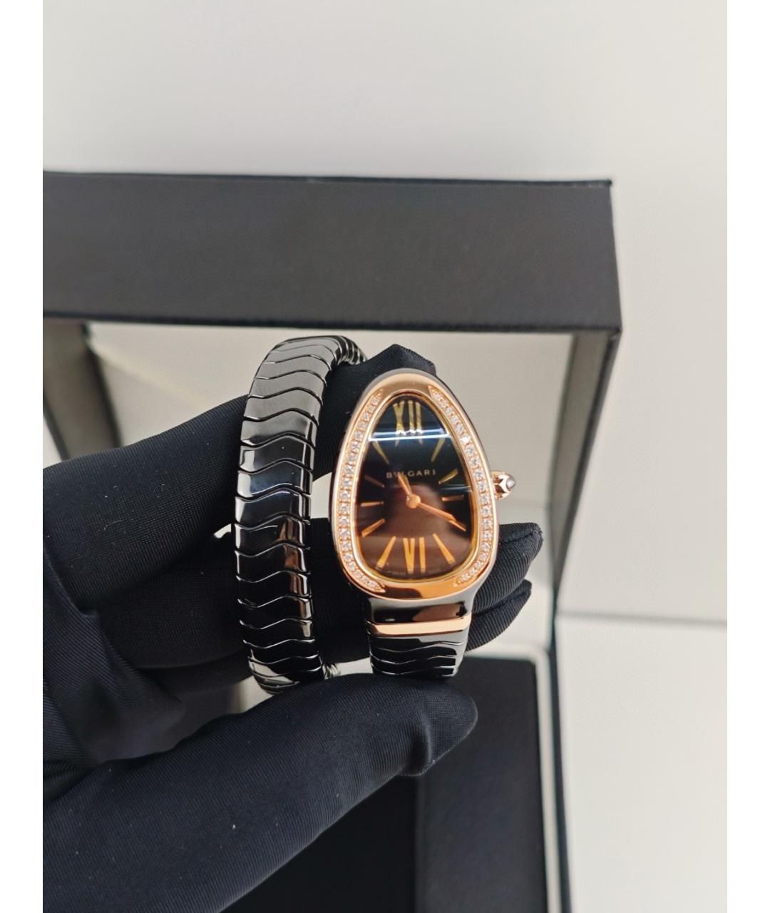 BVLGARI Черные часы из розового золота, фото 4