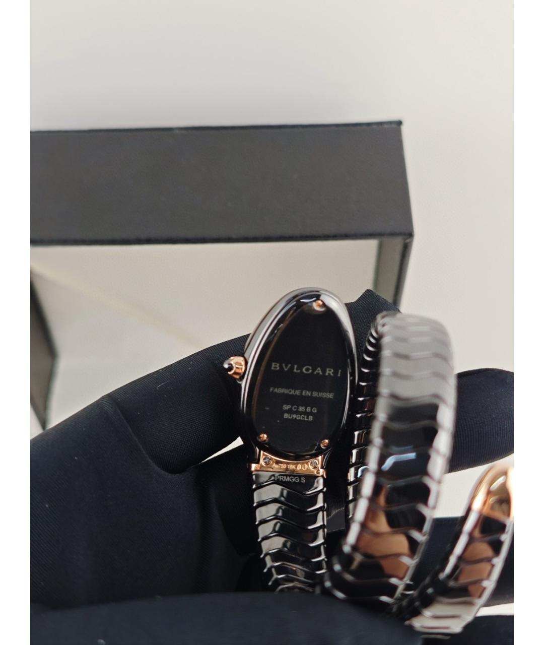 BVLGARI Черные часы из розового золота, фото 5