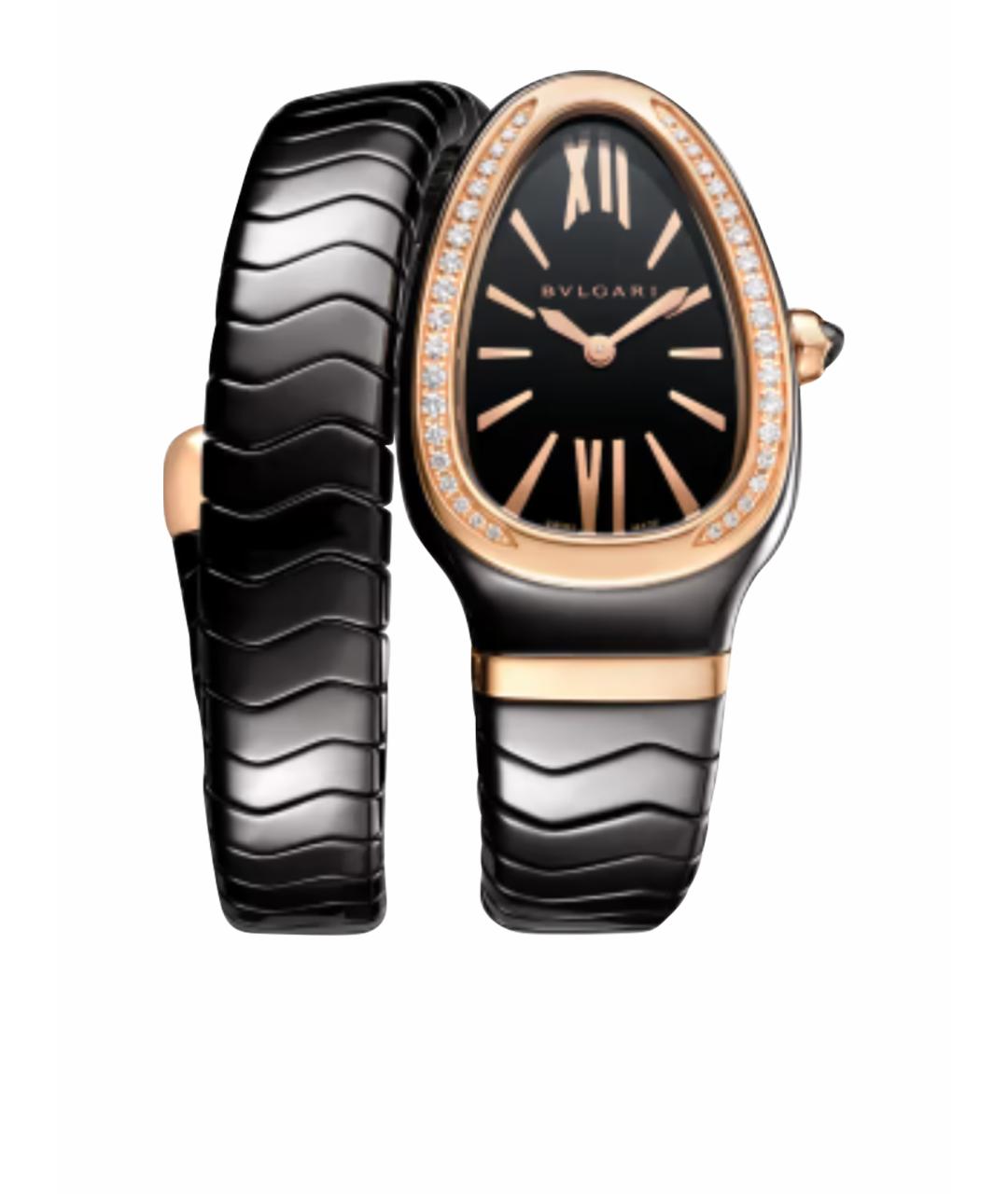 BVLGARI Черные часы из розового золота, фото 1