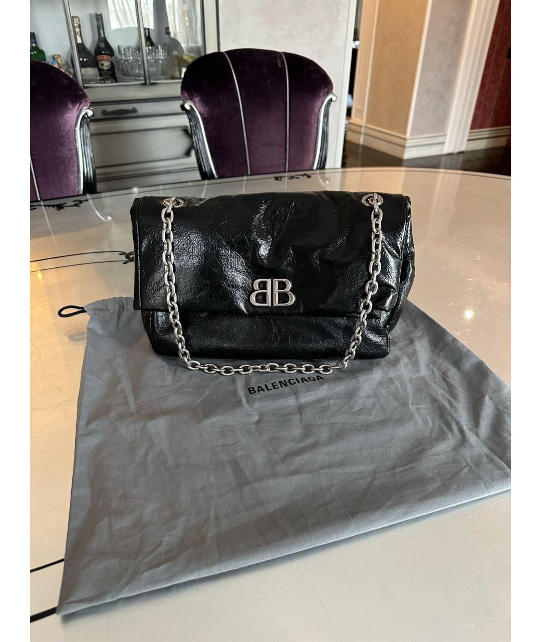 BALENCIAGA Черная кожаная сумка через плечо, фото 2