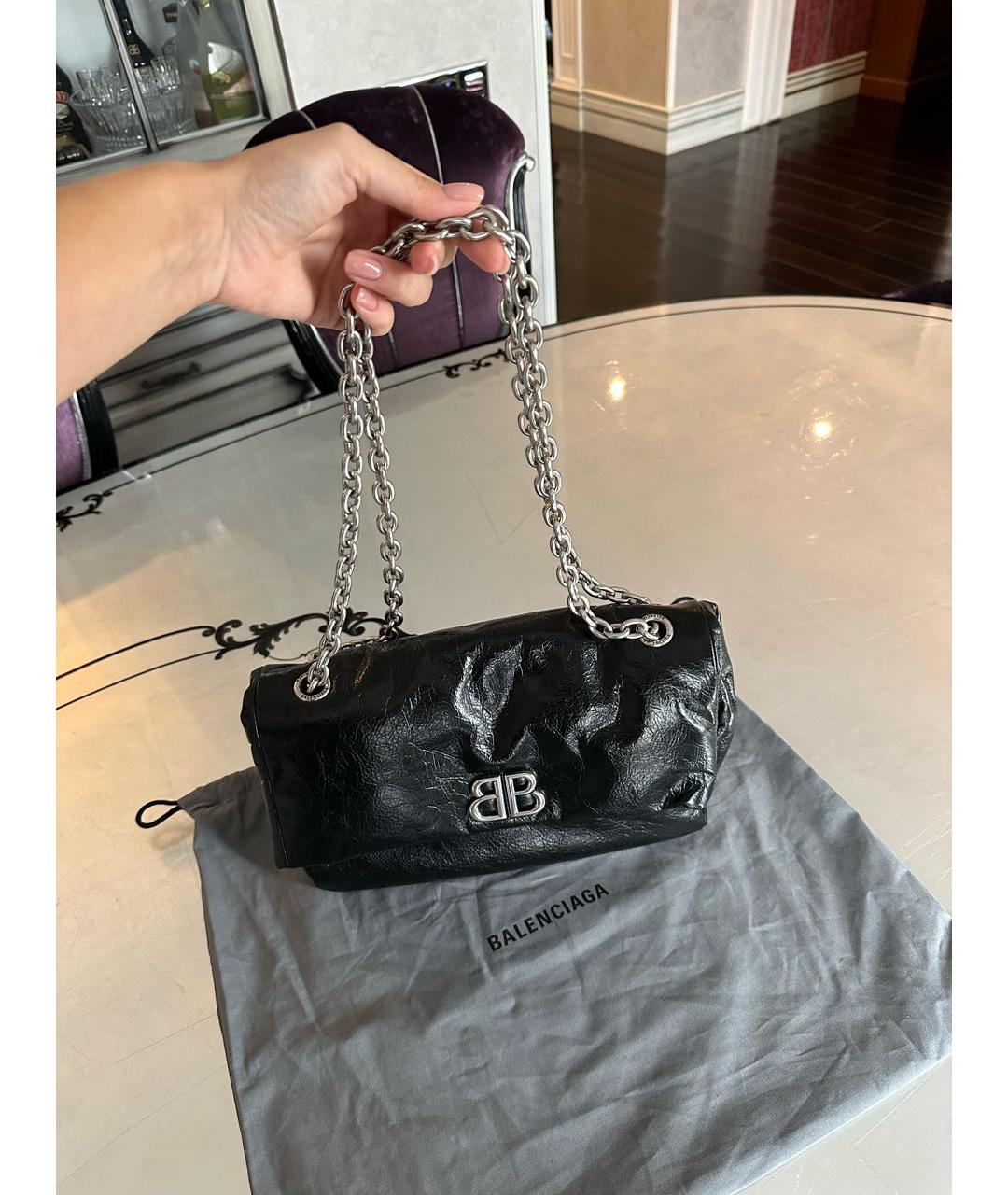 BALENCIAGA Черная кожаная сумка через плечо, фото 3