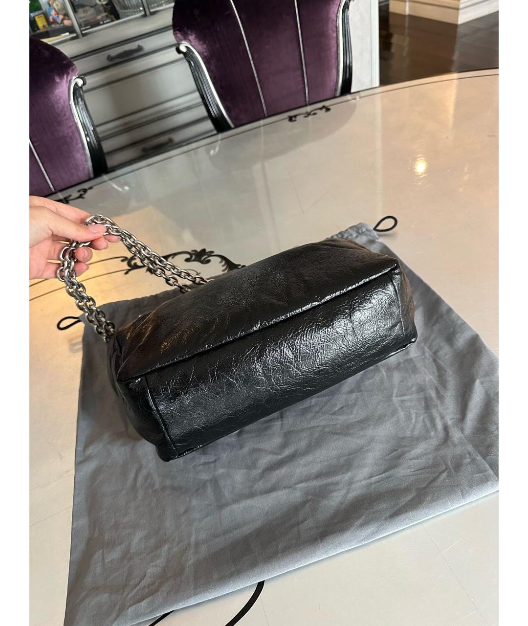 BALENCIAGA Черная кожаная сумка через плечо, фото 5