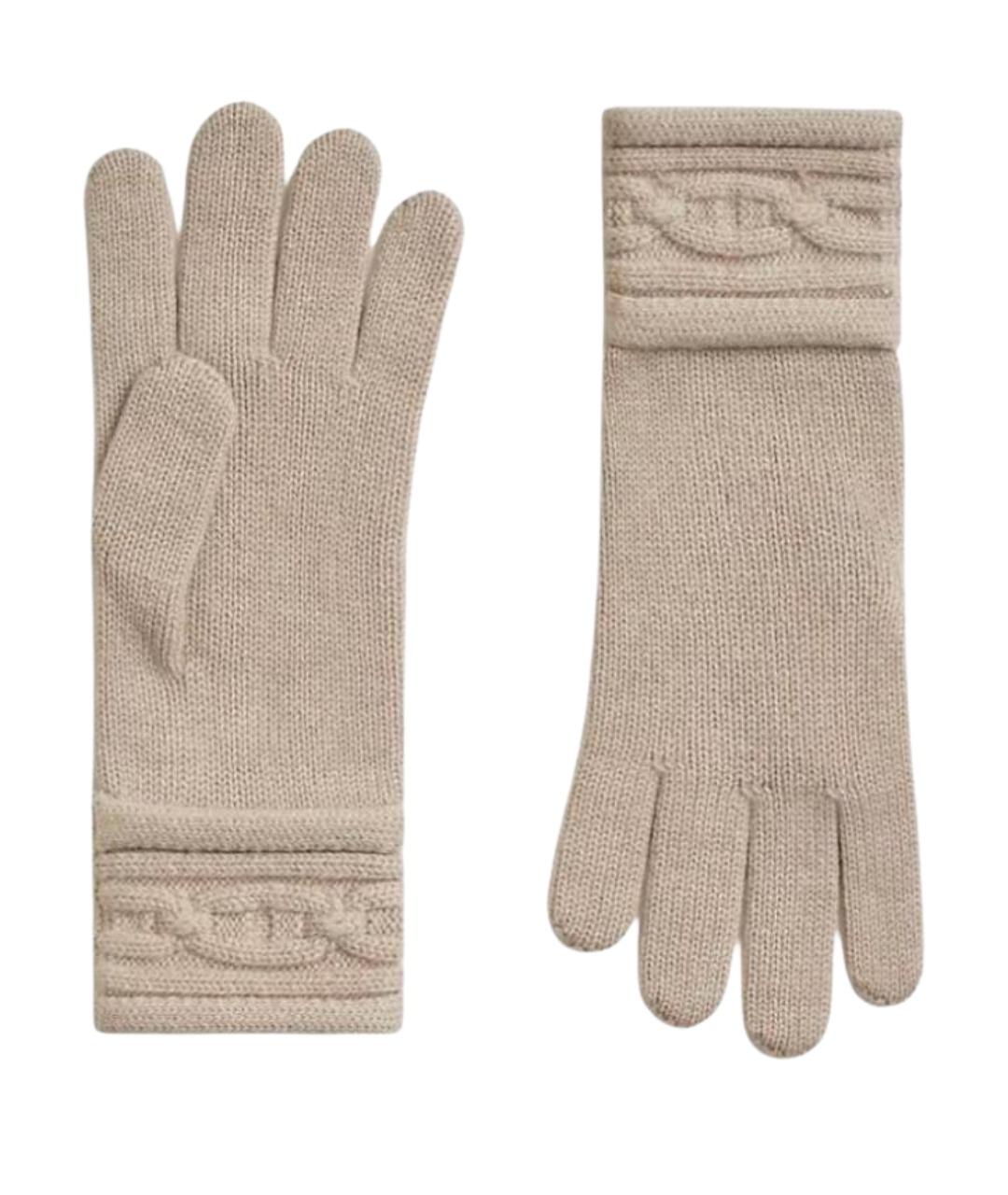 HERMES Бежевые кашемировые перчатки, фото 1