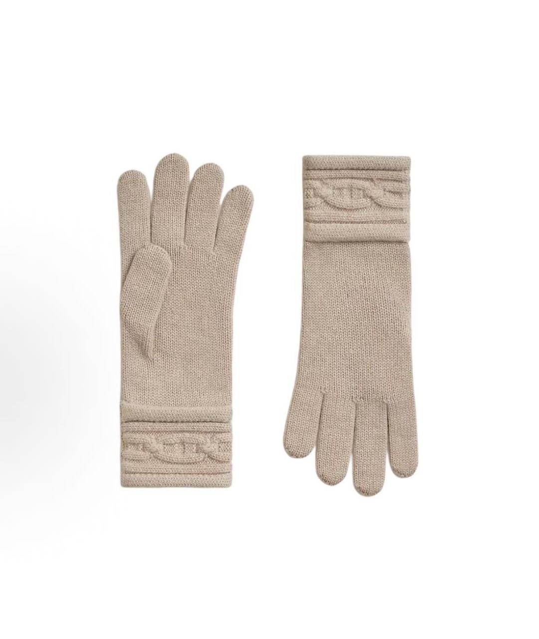 HERMES Бежевые кашемировые перчатки, фото 3