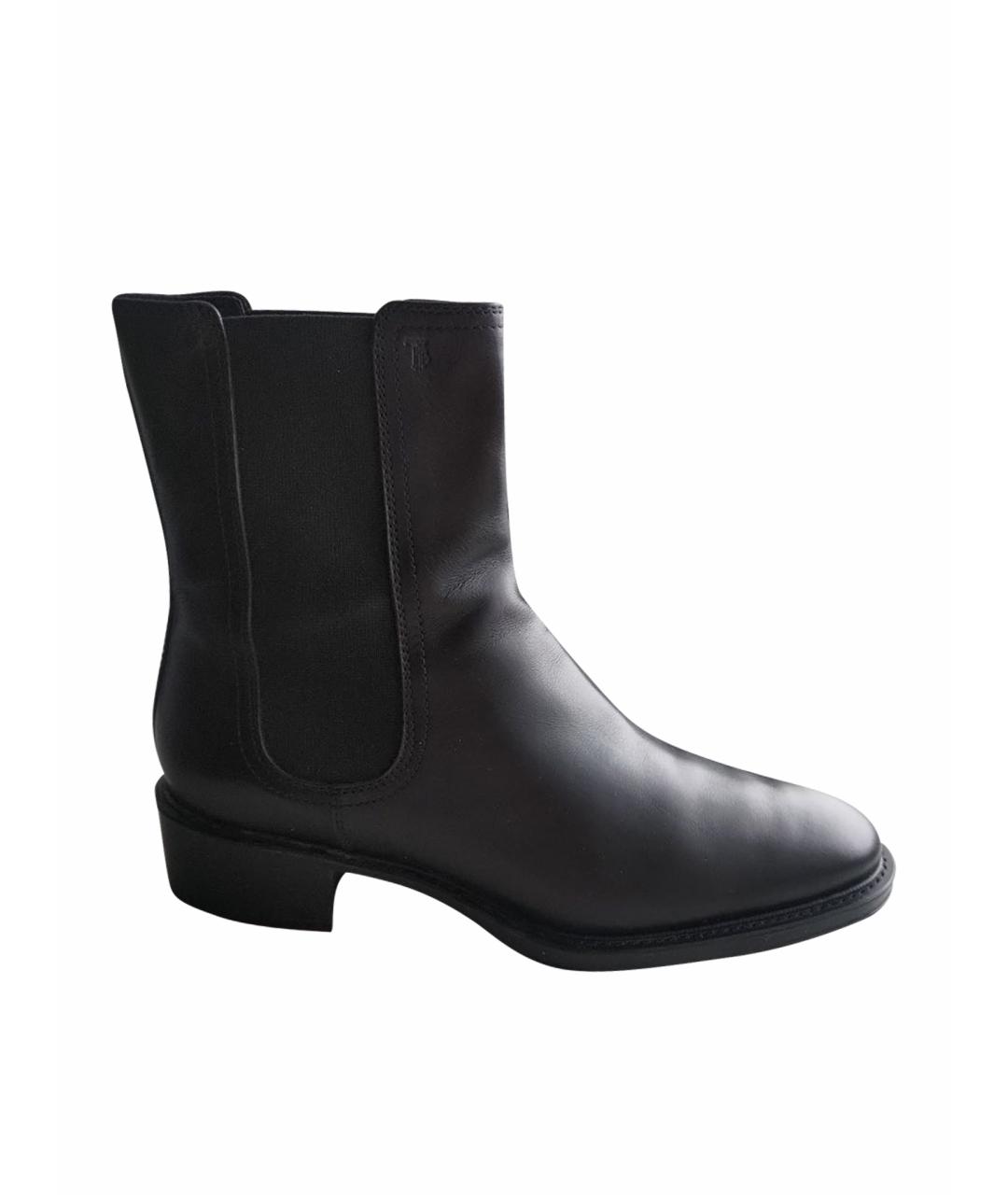 TOD'S Черные кожаные ботинки, фото 1