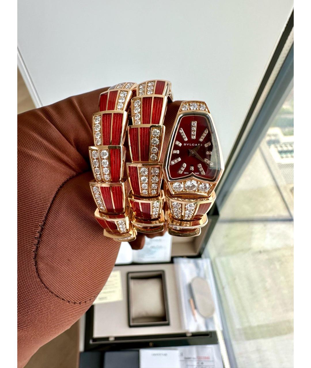 BVLGARI Красные часы из розового золота, фото 7