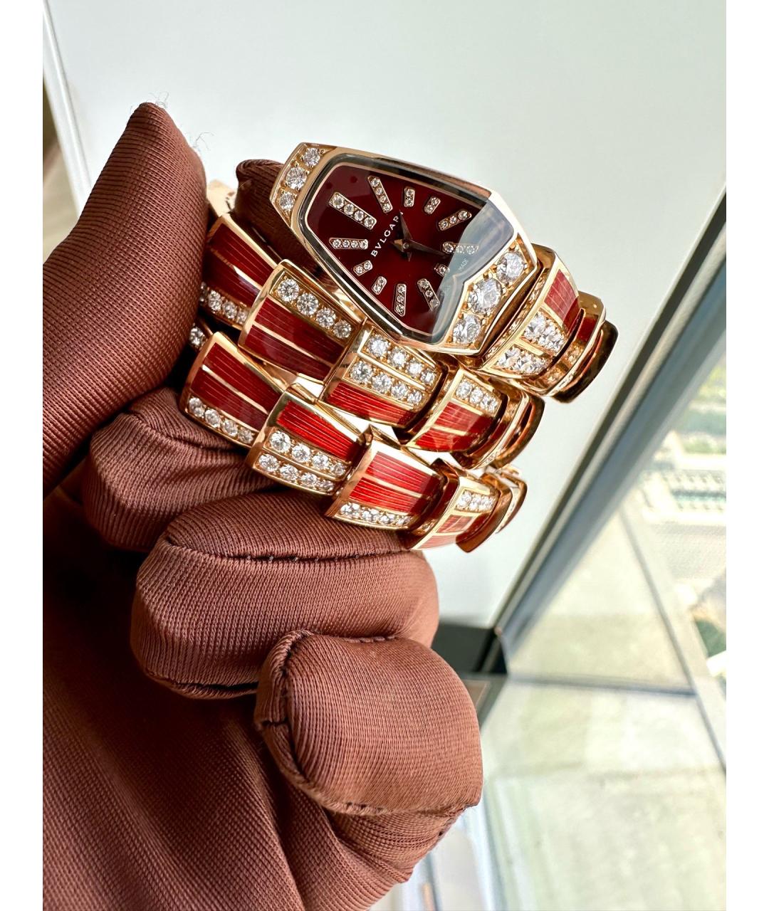 BVLGARI Красные часы из розового золота, фото 4