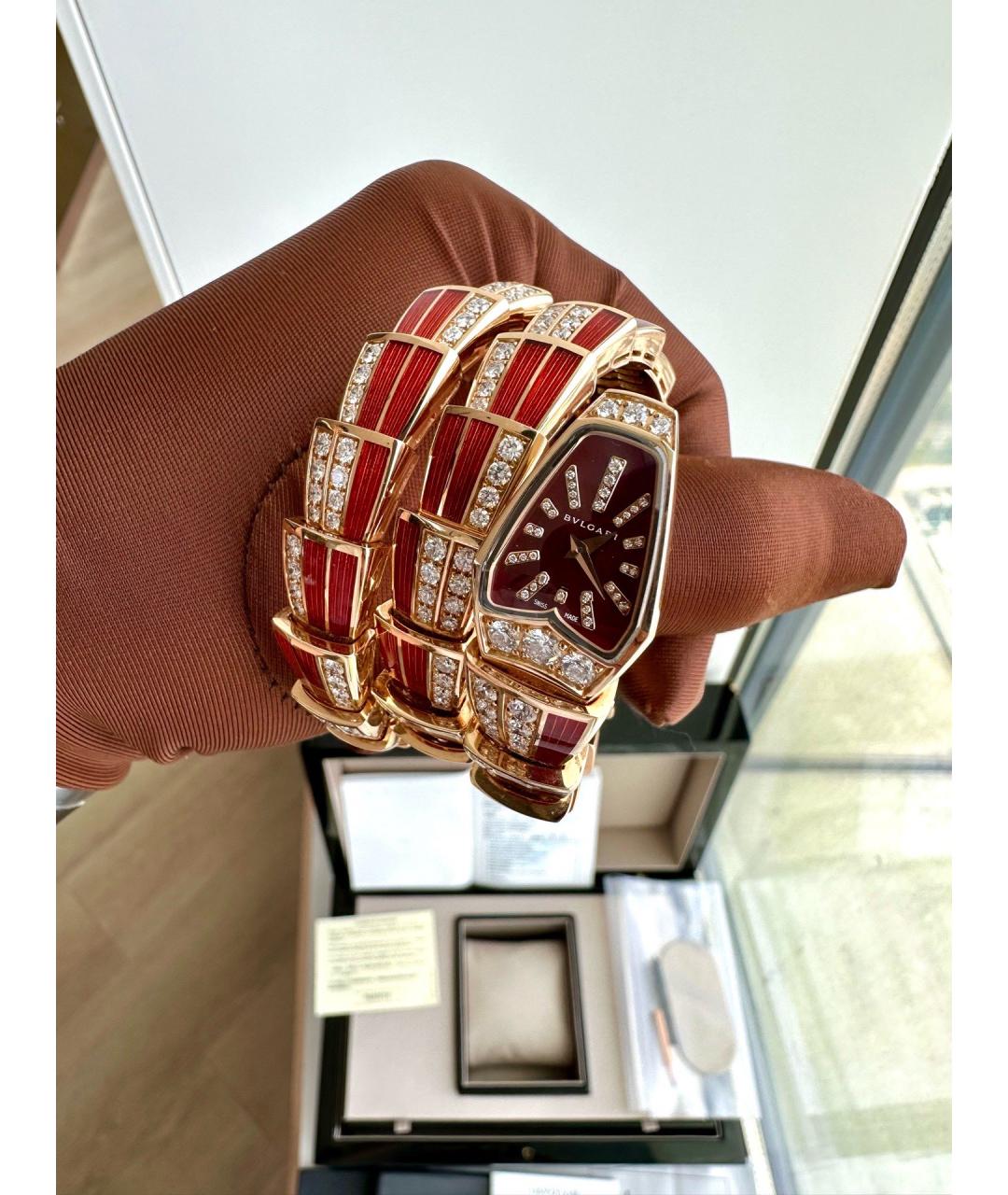 BVLGARI Красные часы из розового золота, фото 3