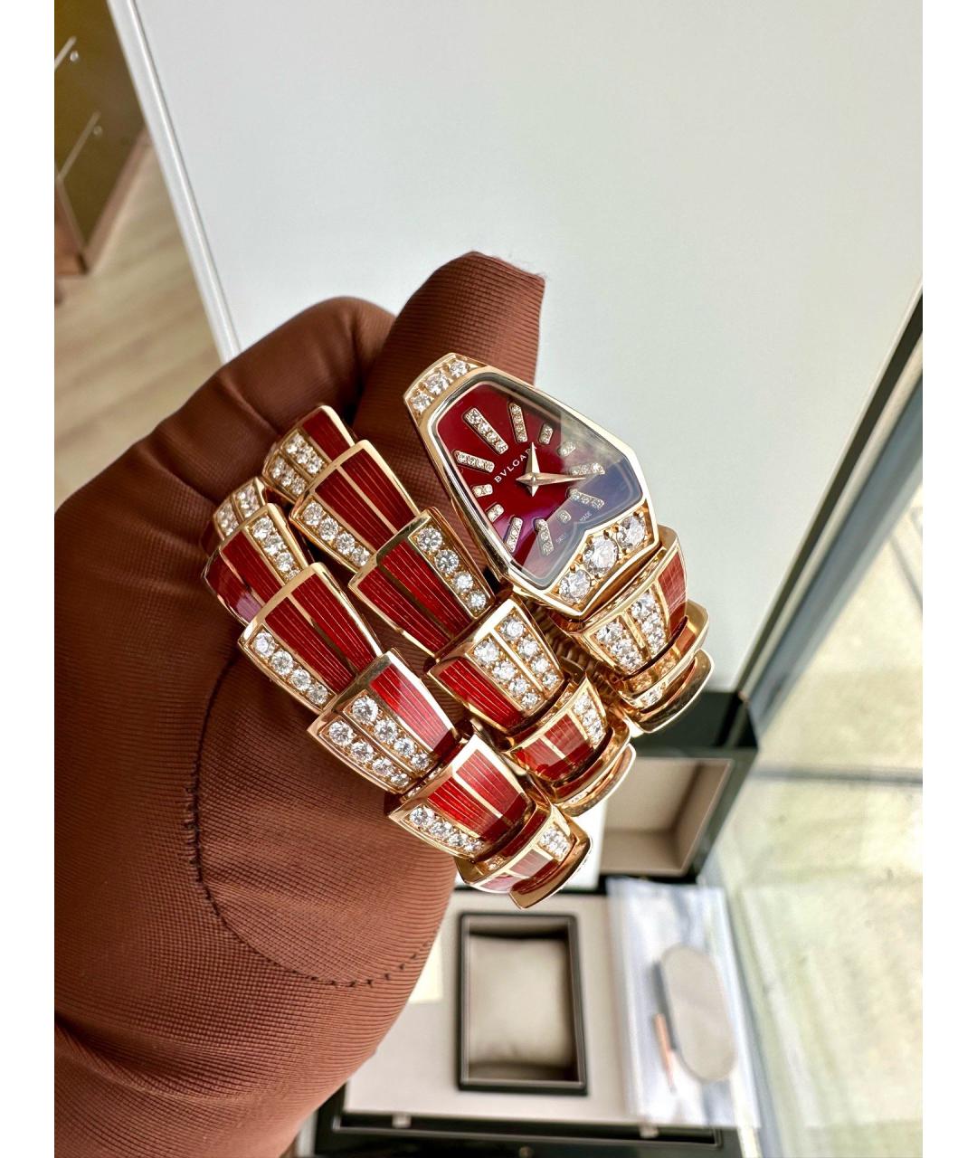 BVLGARI Красные часы из розового золота, фото 2