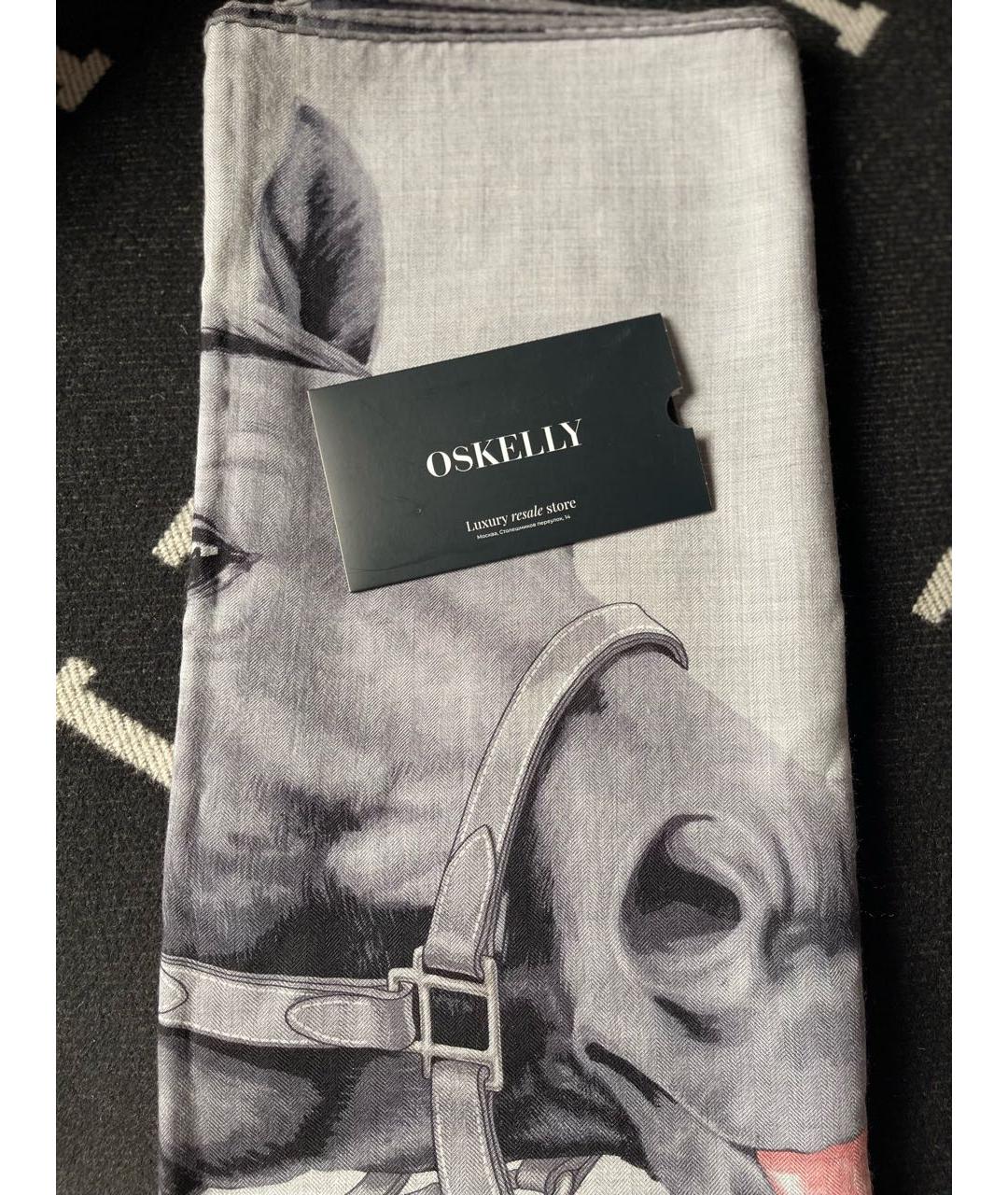 HERMES Серый кашемировый платок, фото 2