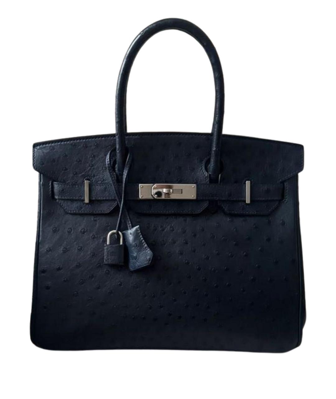 HERMES Темно-синяя сумка с короткими ручками из экзотической кожи, фото 1