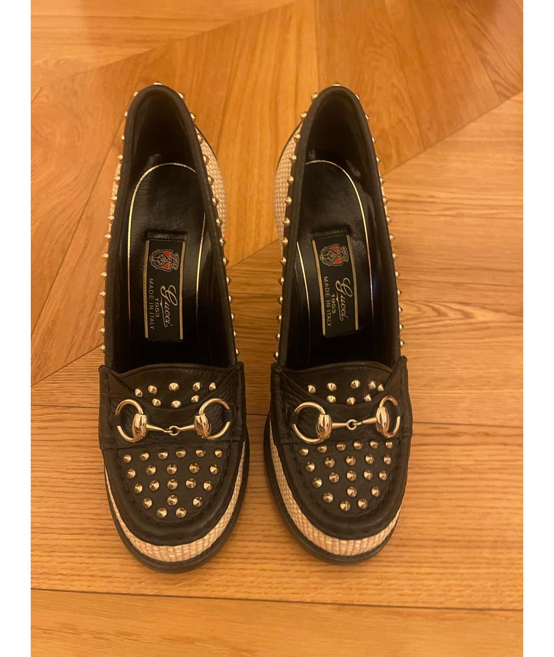 GUCCI Черные кожаные туфли, фото 2