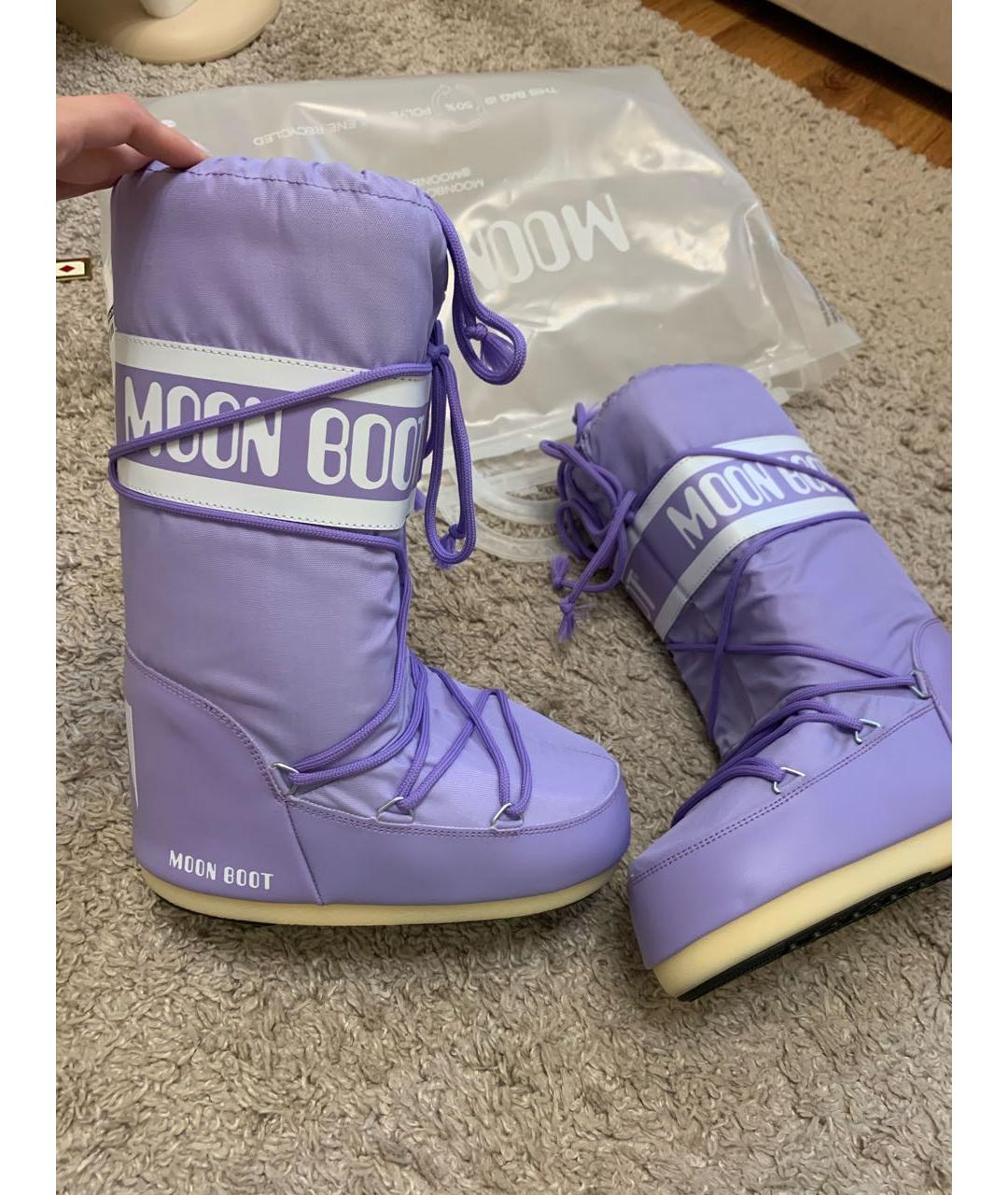 MOON BOOT Фиолетовые текстильные сапоги, фото 3