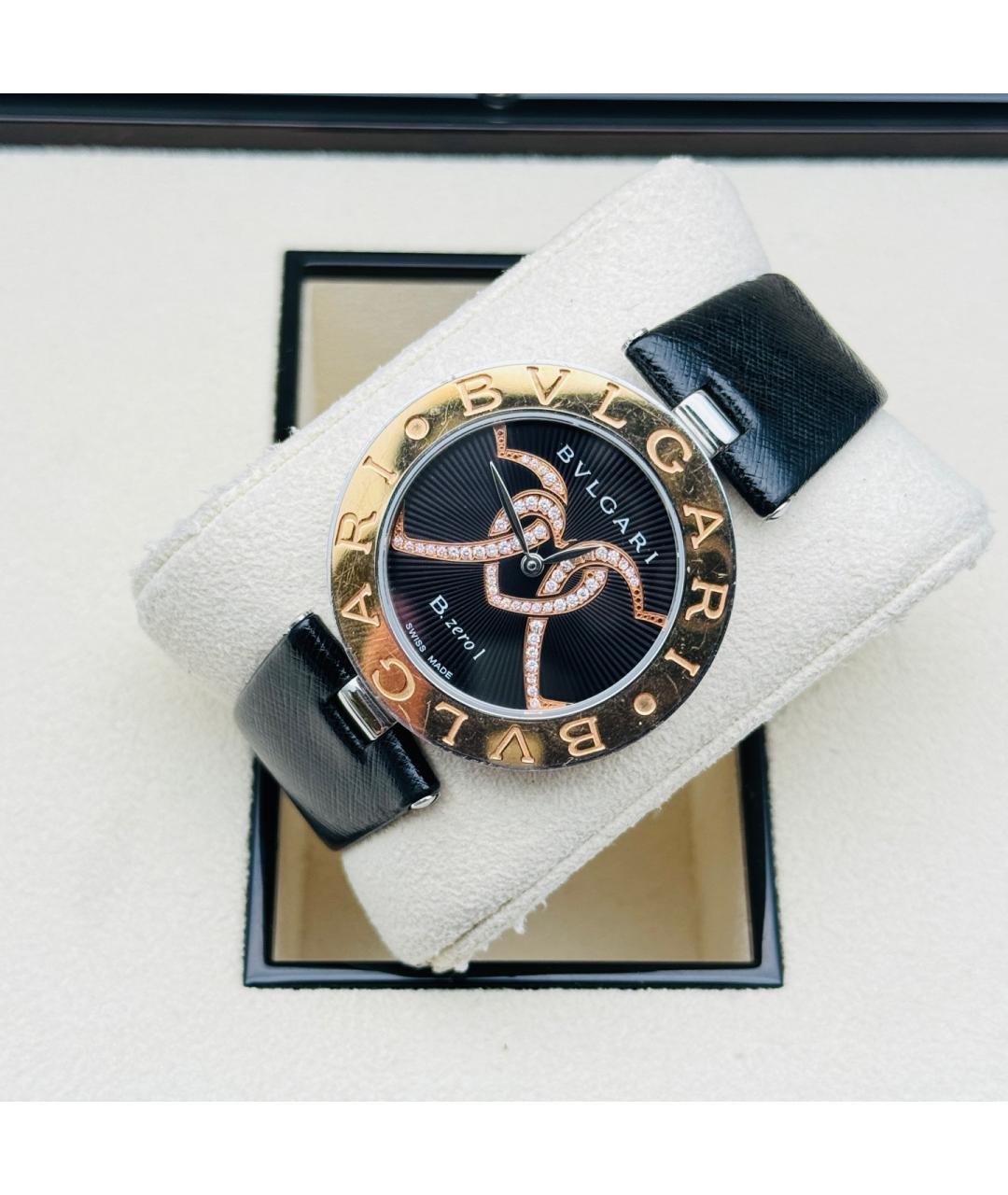 BVLGARI Черные часы из розового золота, фото 3