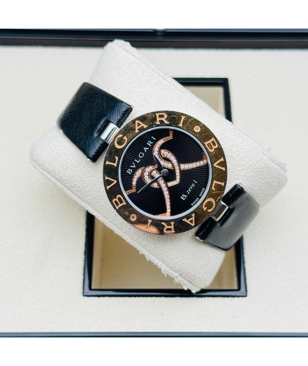 BVLGARI Черные часы из розового золота, фото 2