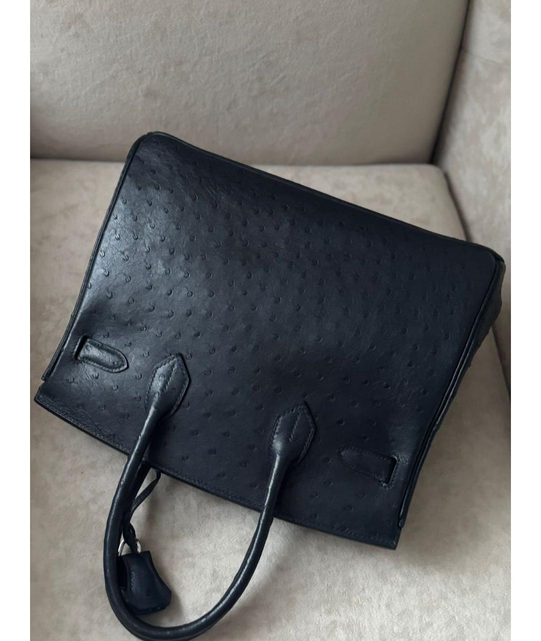 HERMES Темно-синяя сумка с короткими ручками из экзотической кожи, фото 3