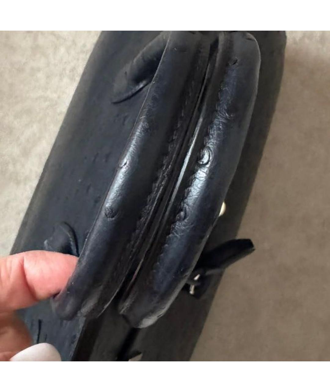 HERMES Темно-синяя сумка с короткими ручками из экзотической кожи, фото 8