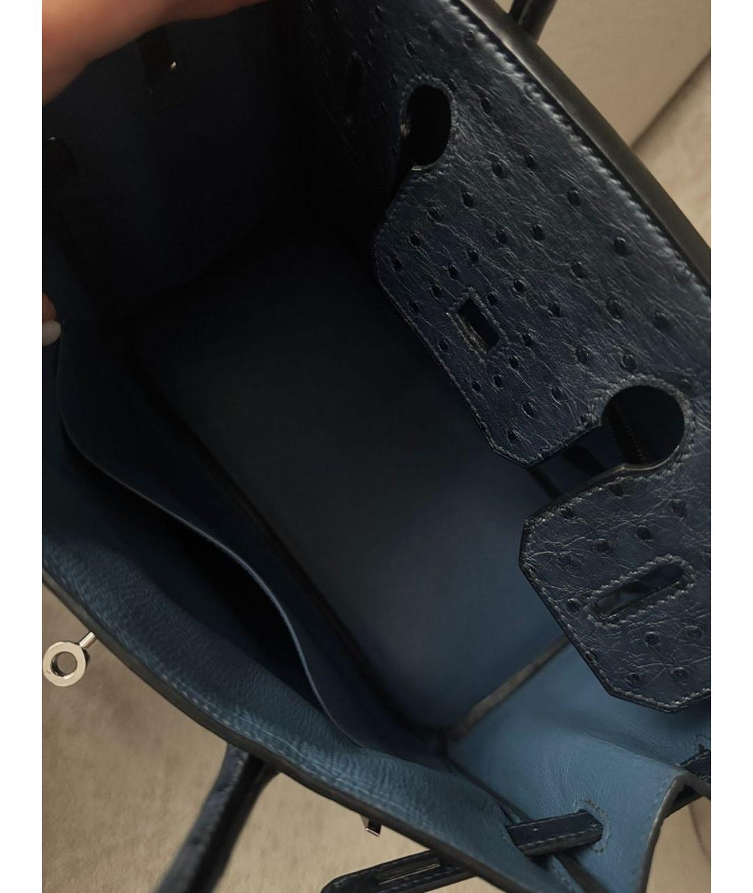 HERMES Темно-синяя сумка с короткими ручками из экзотической кожи, фото 4