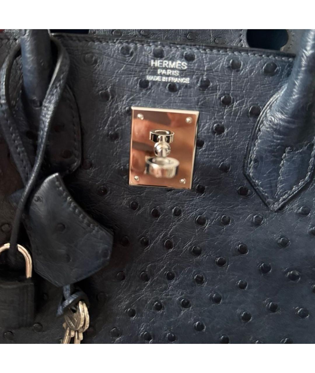 HERMES Темно-синяя сумка с короткими ручками из экзотической кожи, фото 6