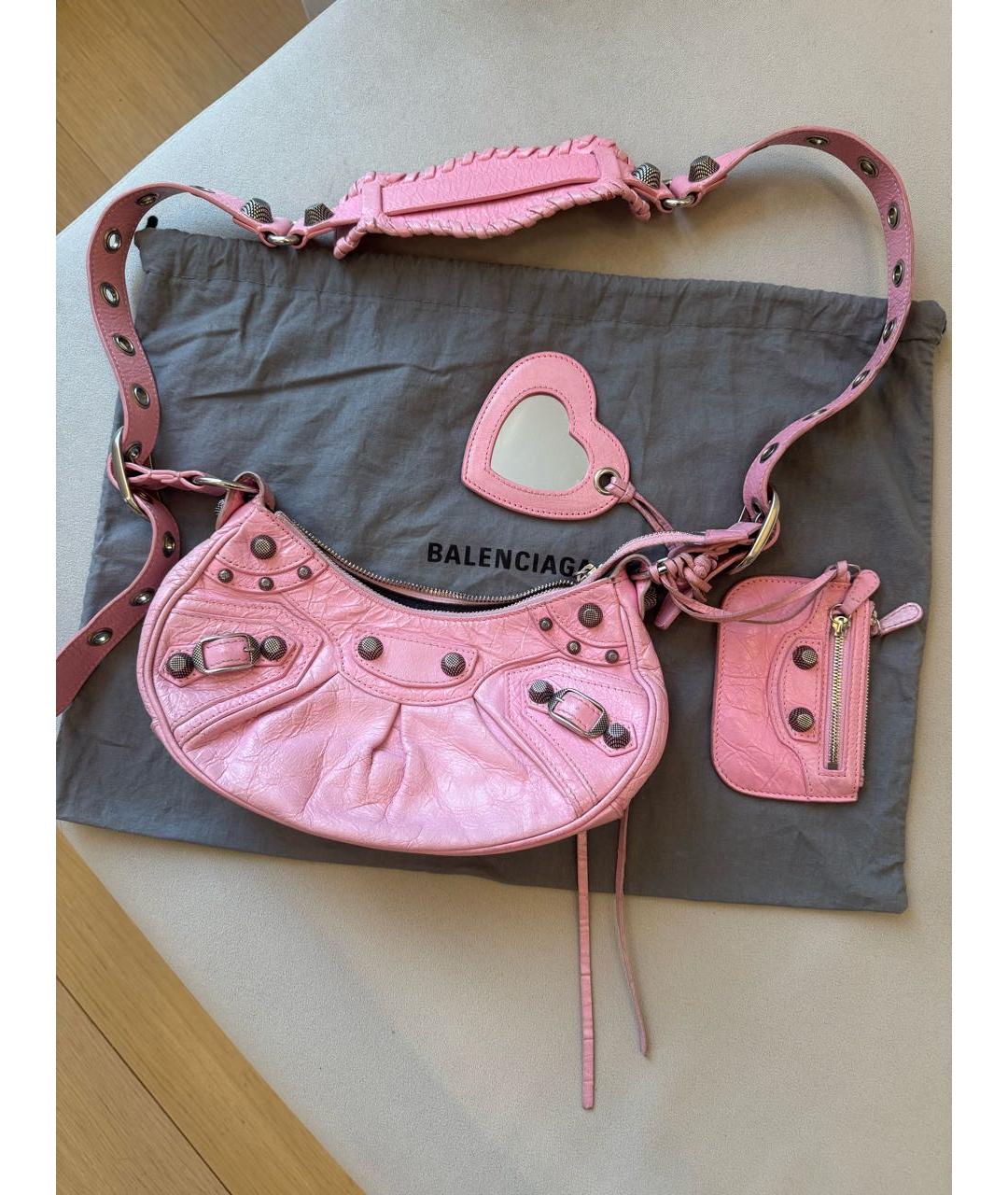 BALENCIAGA Розовая кожаная сумка через плечо, фото 6