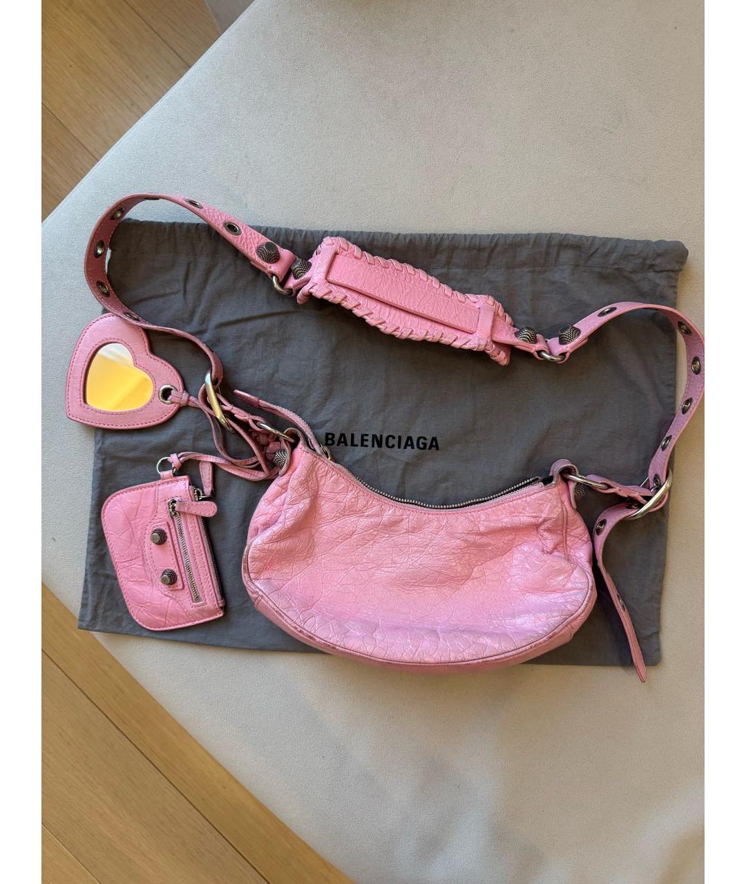 BALENCIAGA Розовая кожаная сумка через плечо, фото 3