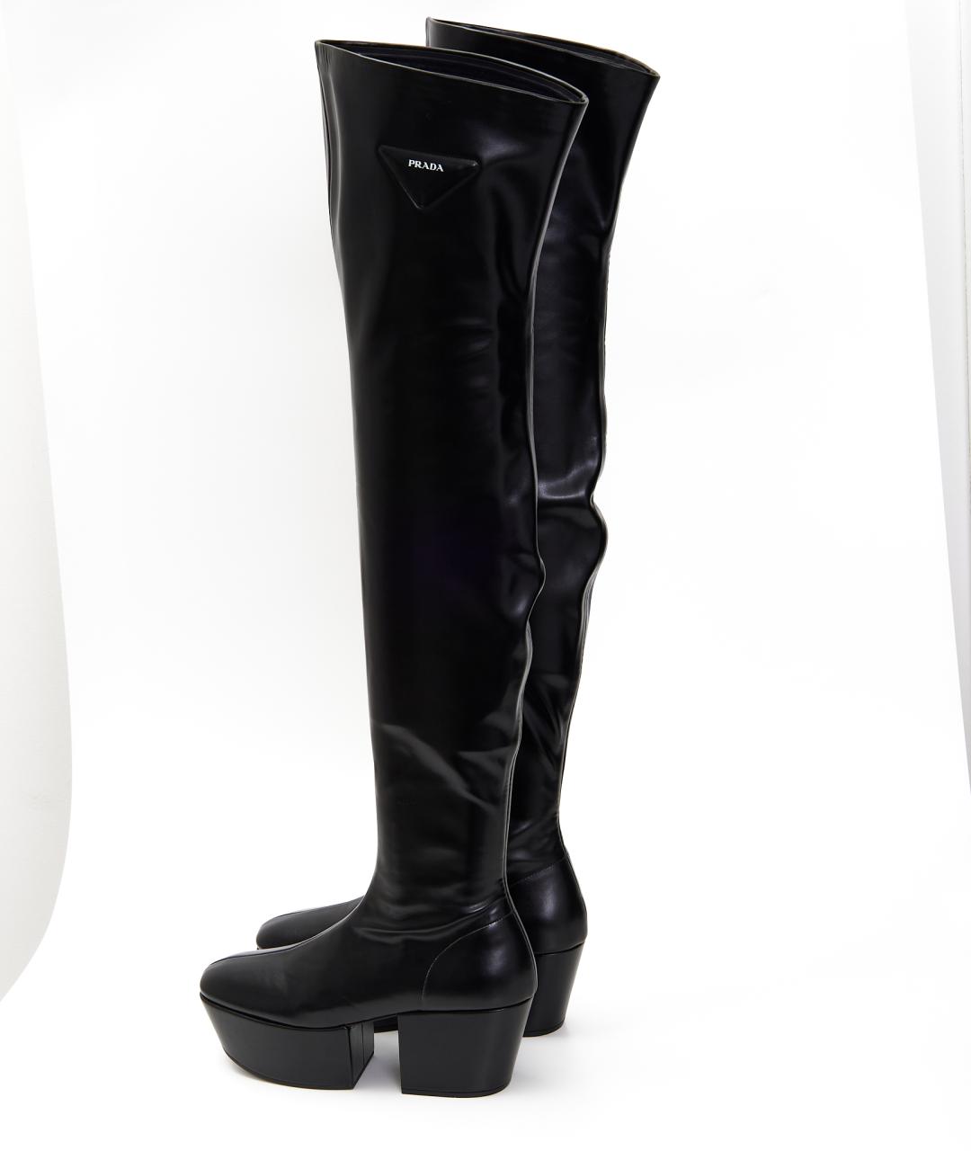 PRADA Черные кожаные ботфорты, фото 3