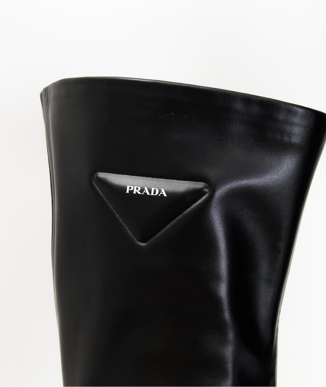PRADA Черные кожаные ботфорты, фото 7
