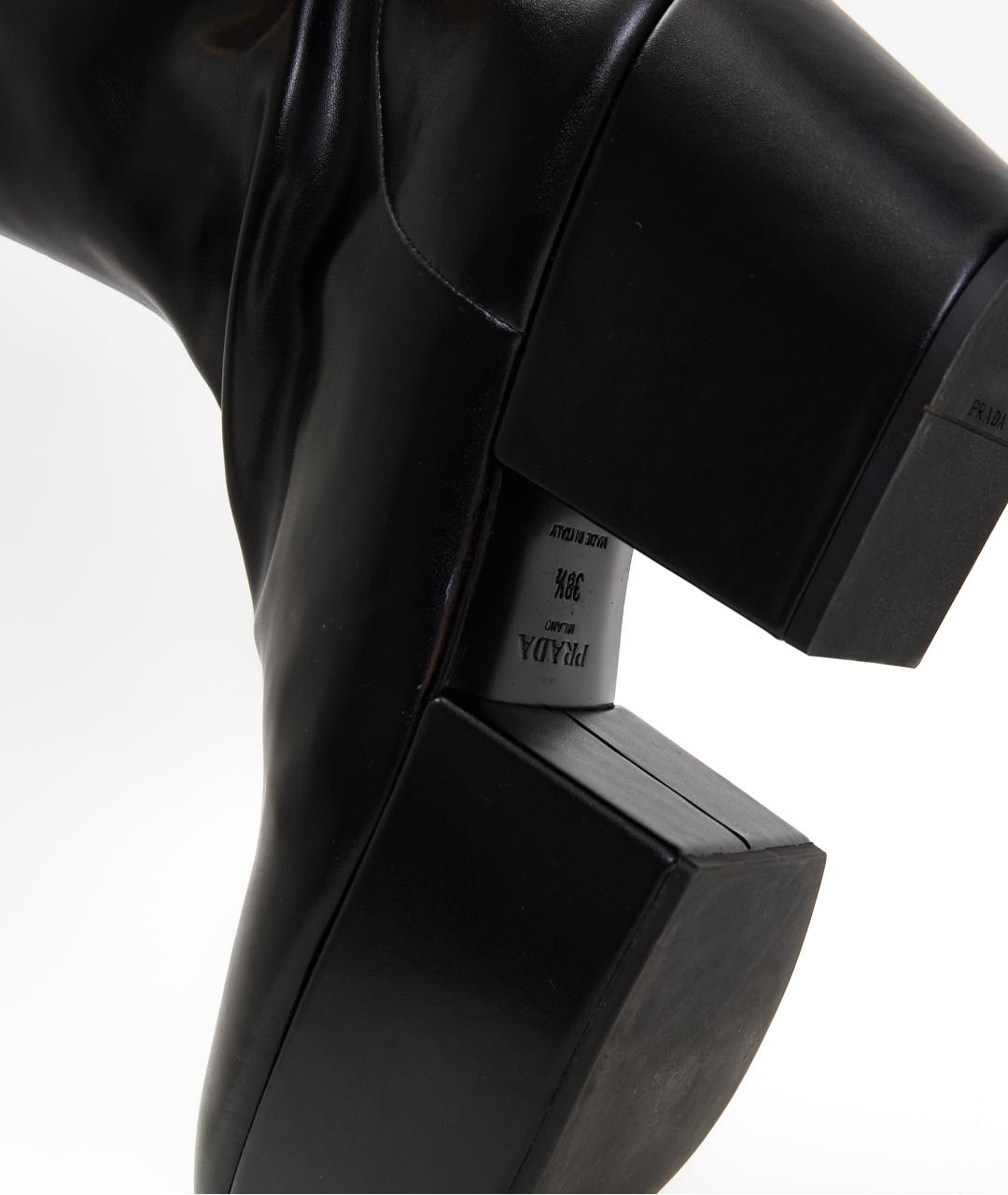 PRADA Черные кожаные ботфорты, фото 6