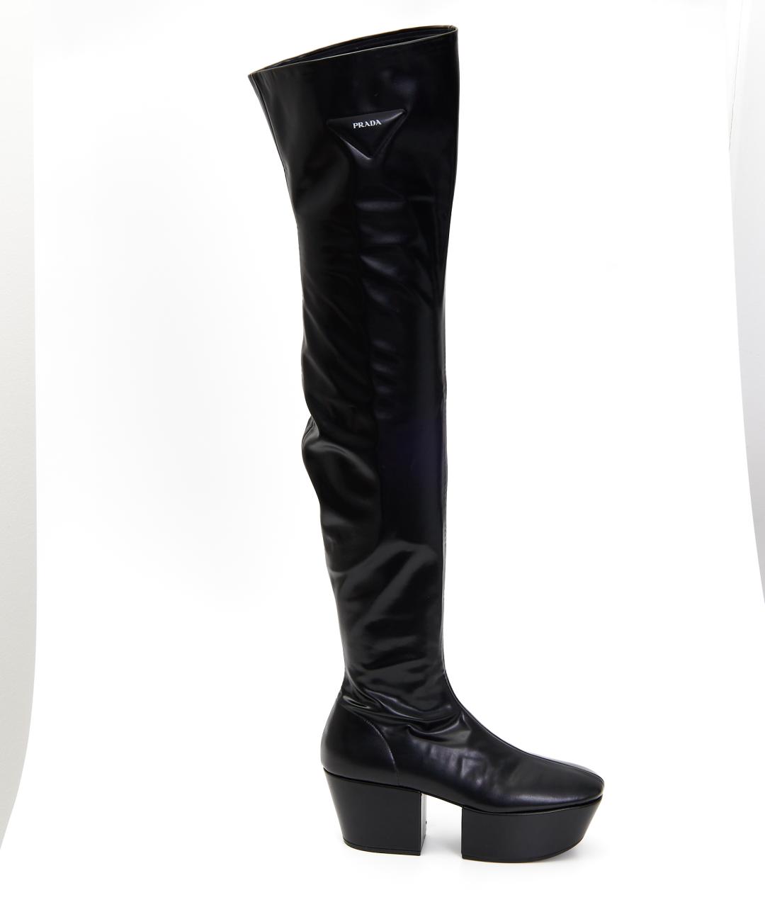 PRADA Черные кожаные ботфорты, фото 9