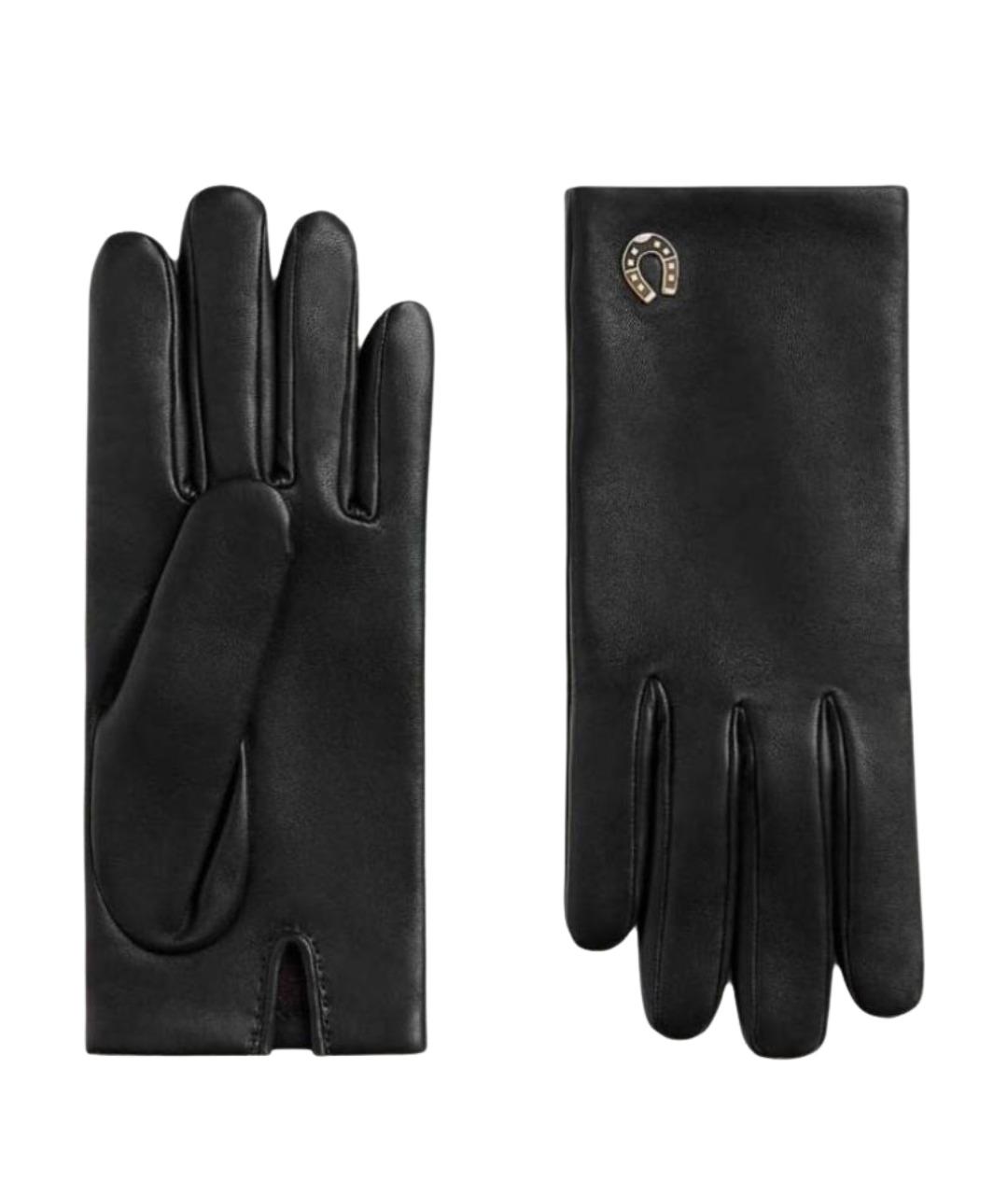 HERMES Черные кожаные перчатки, фото 1