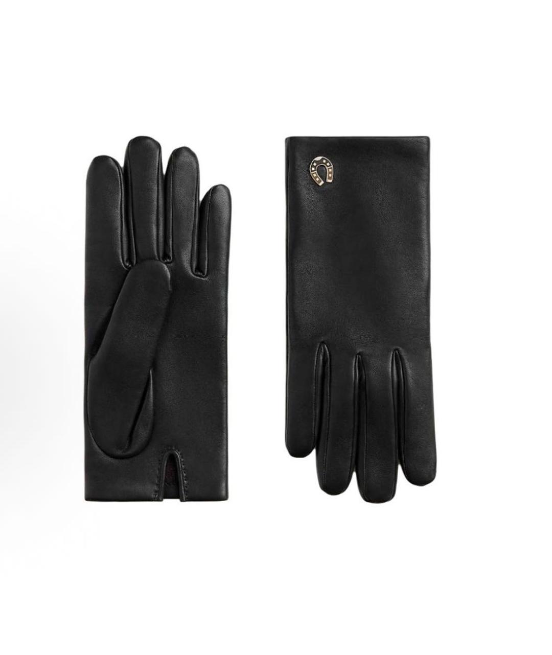 HERMES Черные кожаные перчатки, фото 2