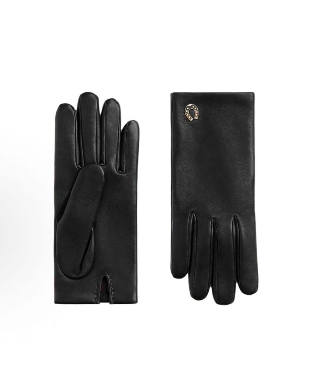 HERMES Черные кожаные перчатки, фото 3