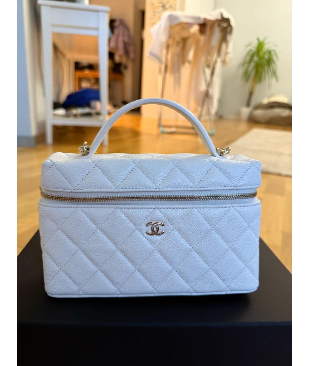 CHANEL Белая кожаная сумка через плечо, фото 8