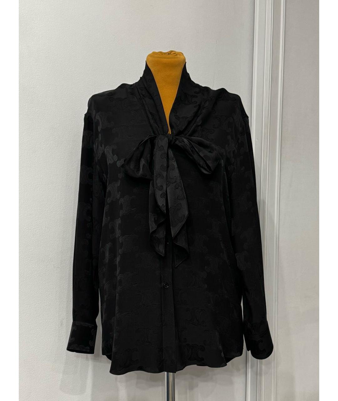 CELINE Черная шелковая блузы, фото 2