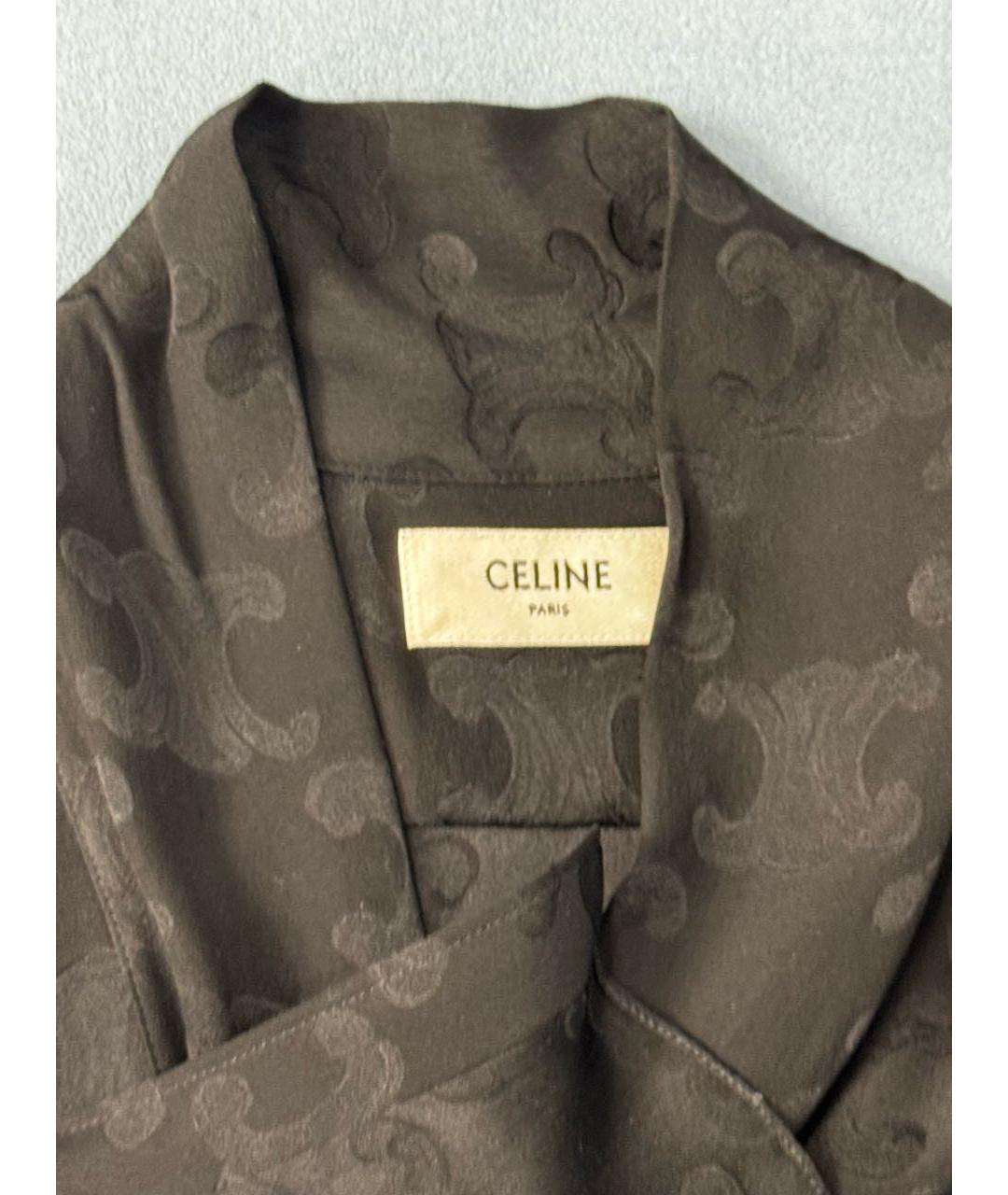 CELINE Черная шелковая блузы, фото 7