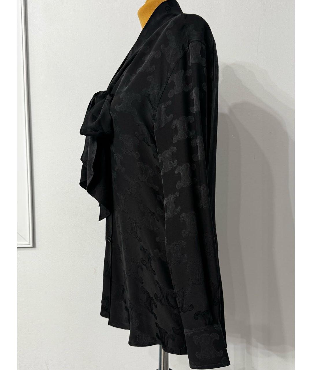 CELINE Черная шелковая блузы, фото 3