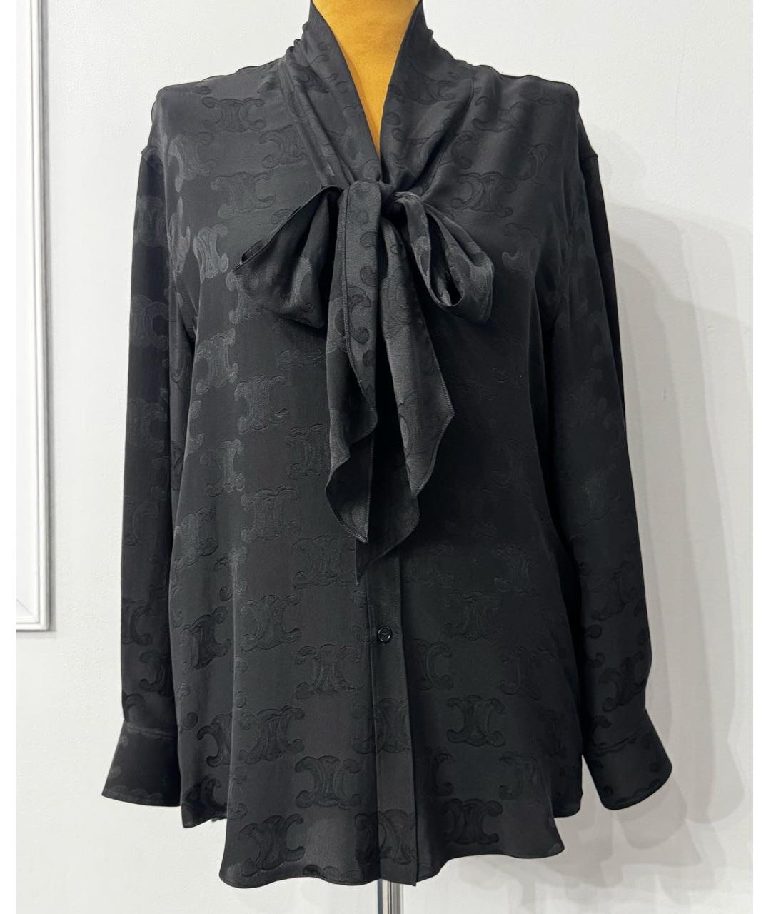 CELINE Черная шелковая блузы, фото 9