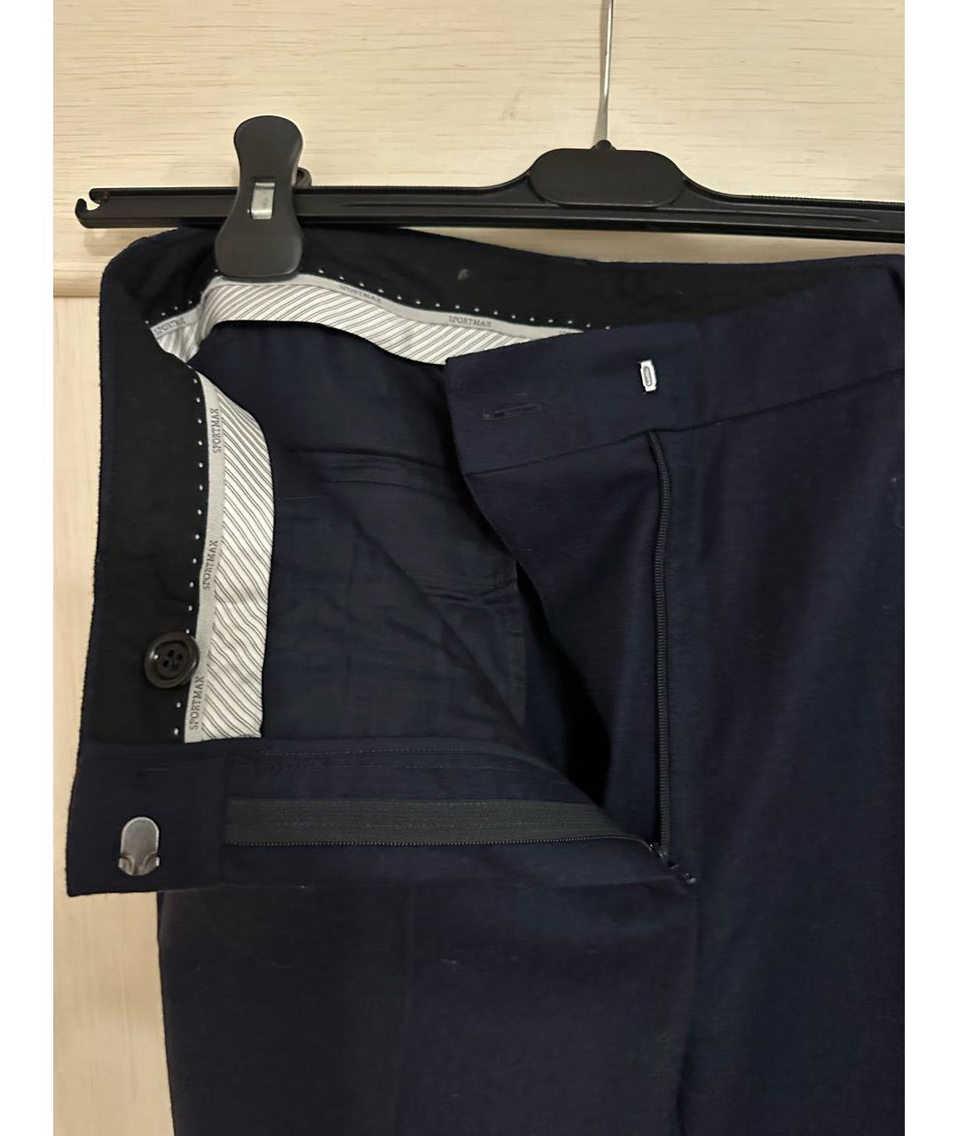 'S MAX MARA Темно-синие шерстяные прямые брюки, фото 3