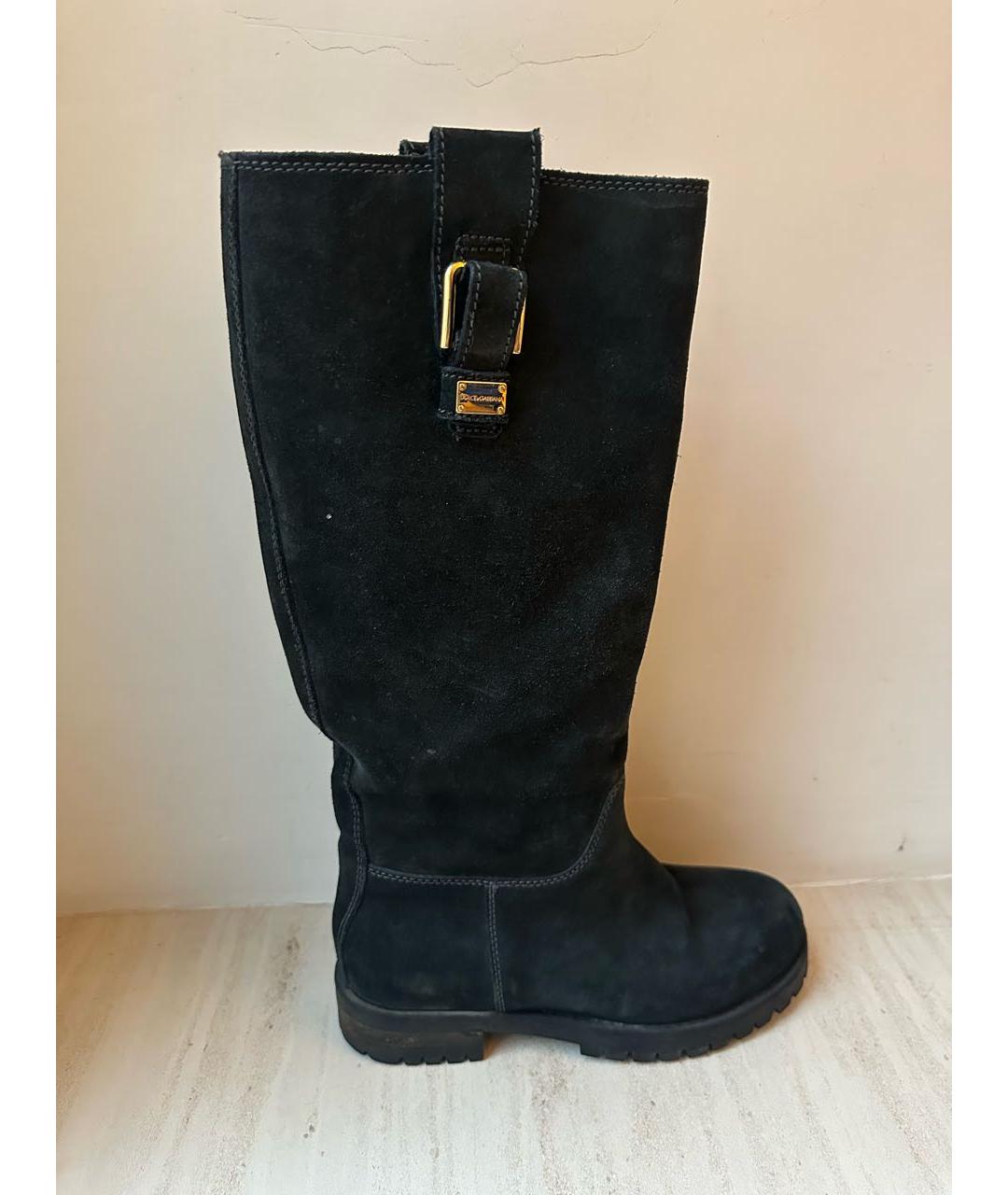 DOLCE&GABBANA Антрацитовые замшевые сапоги, фото 5