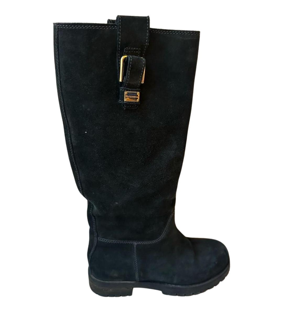 DOLCE&GABBANA Антрацитовые замшевые сапоги, фото 1