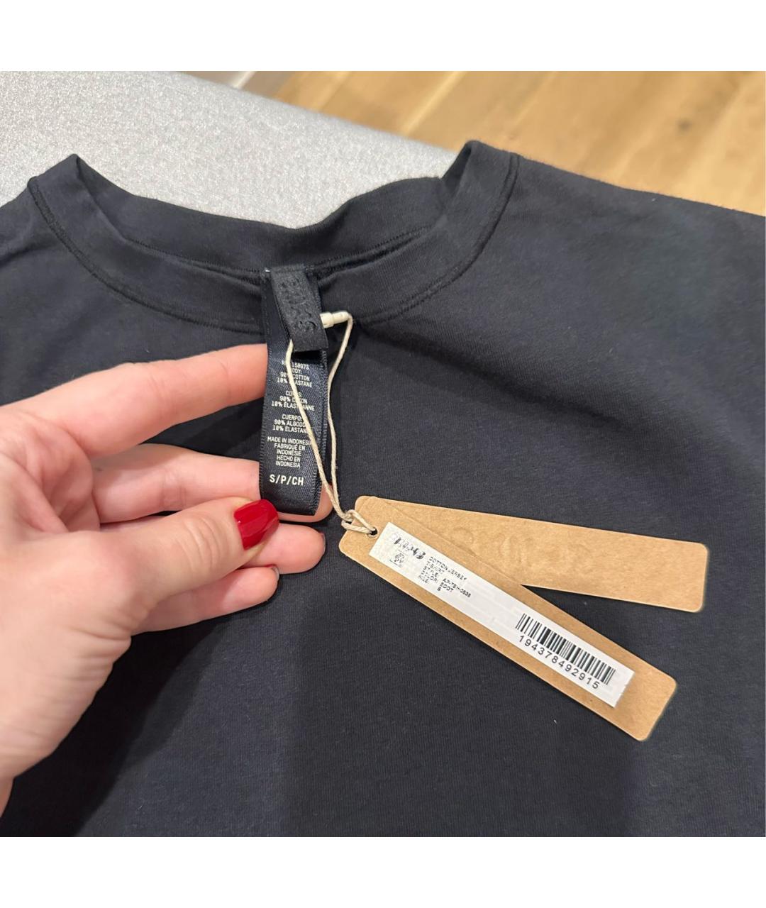 SKIMS Черная хлопковая футболка, фото 7