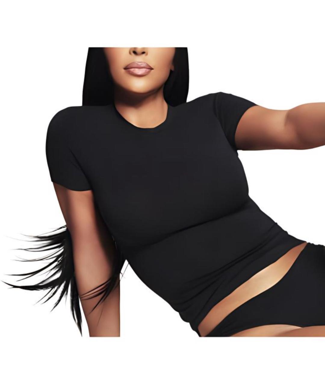 SKIMS Черная хлопковая футболка, фото 2