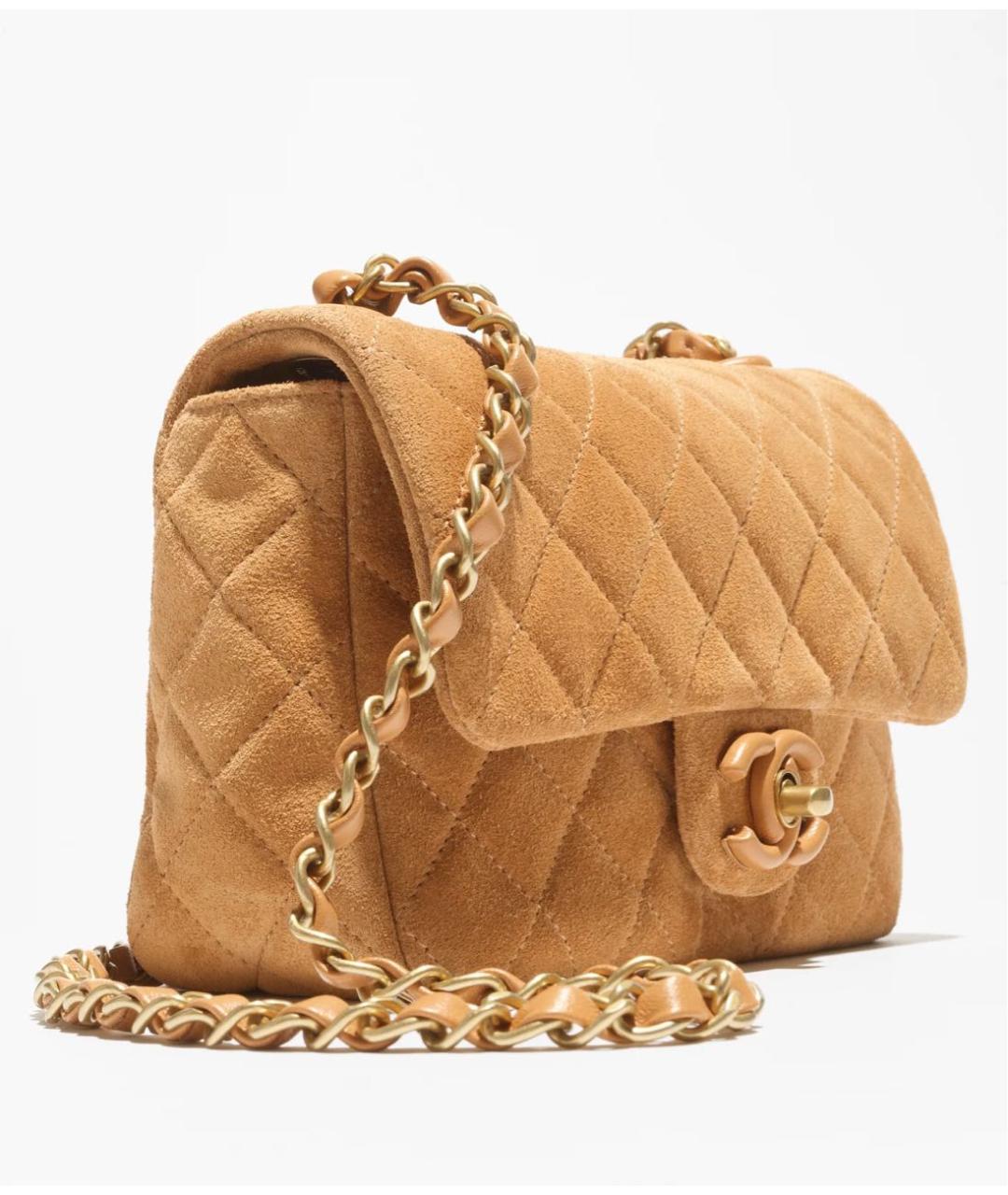 CHANEL Горчичная кожаная сумка через плечо, фото 4