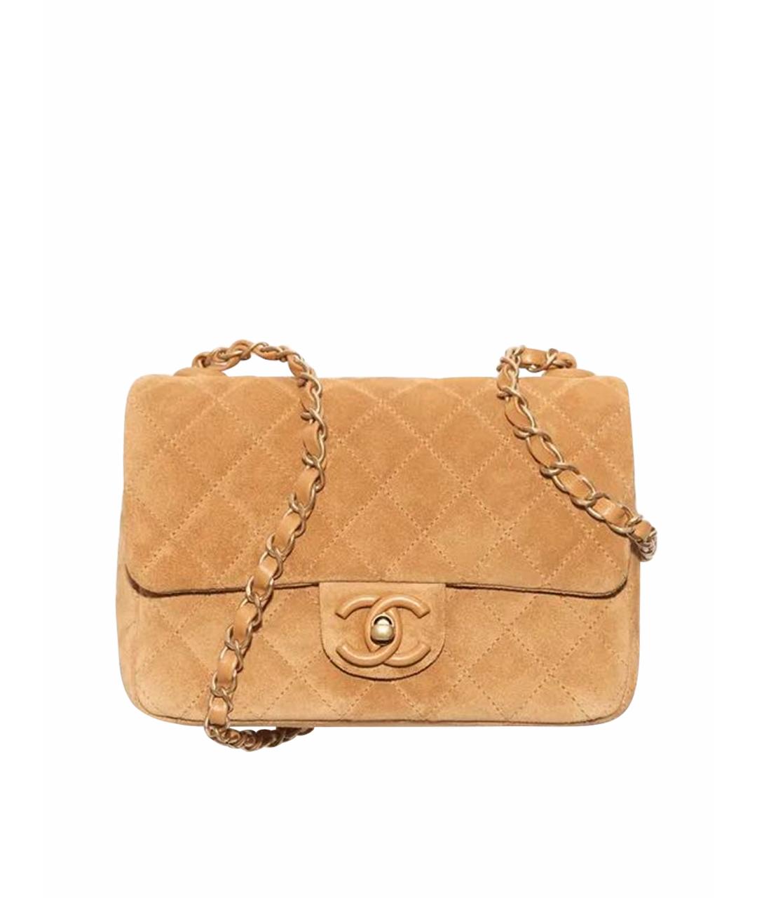 CHANEL Горчичная кожаная сумка через плечо, фото 1