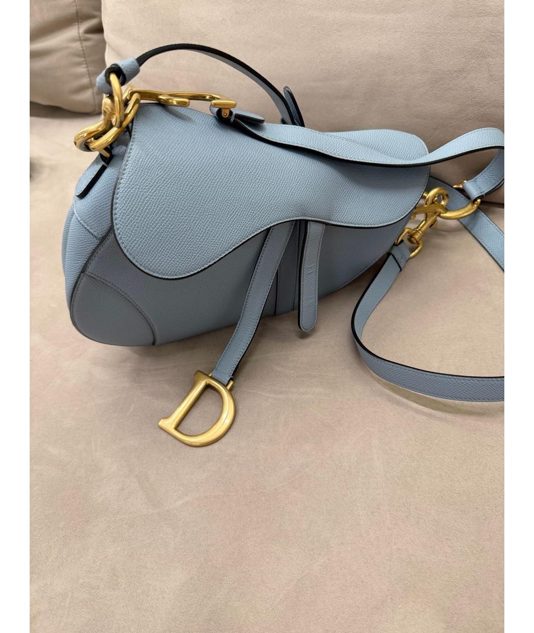 CHRISTIAN DIOR Голубая кожаная сумка через плечо, фото 3