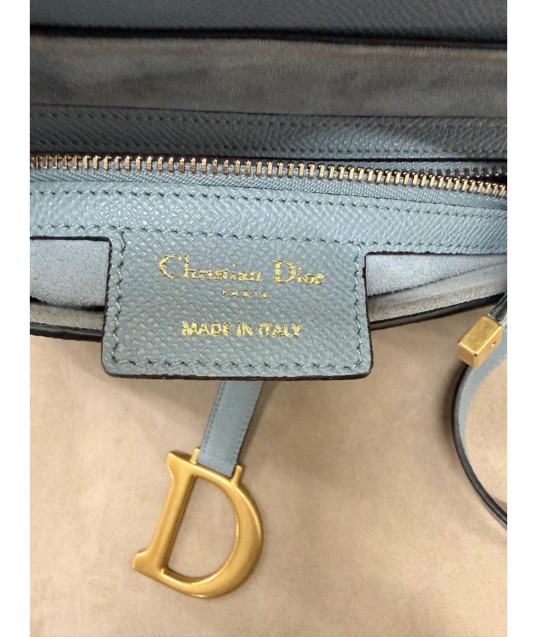 CHRISTIAN DIOR Голубая кожаная сумка через плечо, фото 5