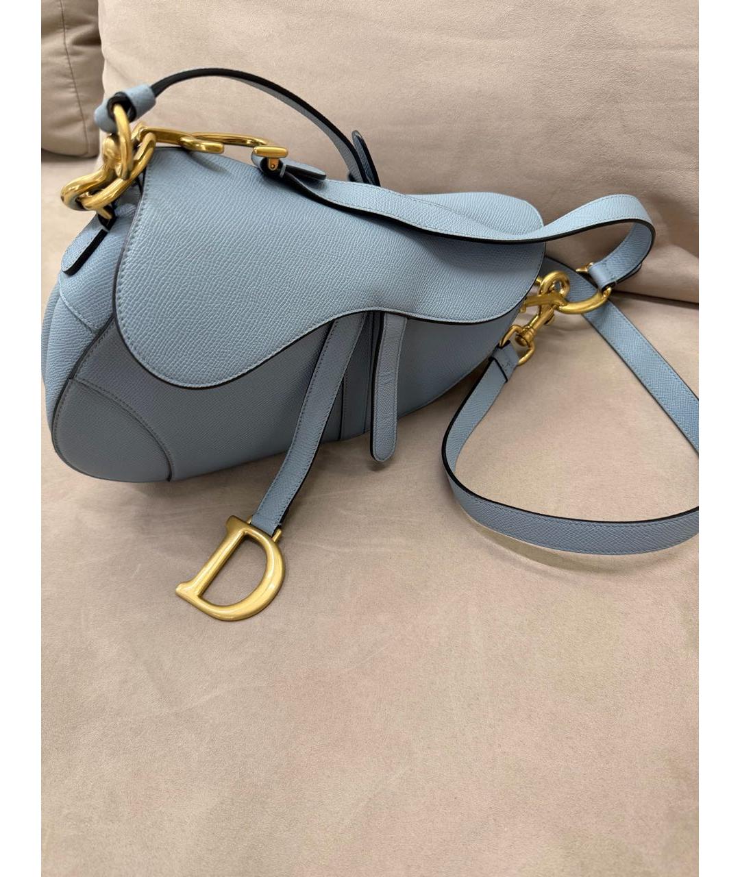 CHRISTIAN DIOR Голубая кожаная сумка через плечо, фото 2