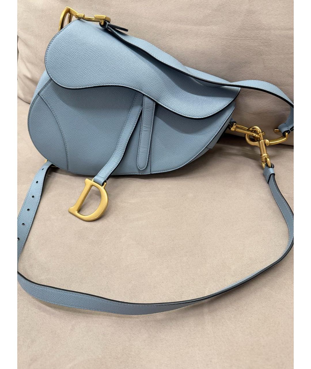 CHRISTIAN DIOR Голубая кожаная сумка через плечо, фото 6